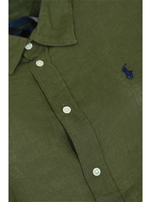 Camicia Polo Pony in lino Green POLO RALPH LAUREN | 211970730507